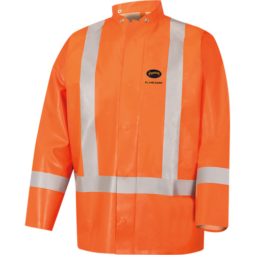 5990J Manteau de s&eacute;curit&eacute; imperm&eacute;able tr&egrave;s robuste ignifuge et r&eacute;sistant aux arcs &eacute;lectriques, Petit, Orange haute visibilit&eacute;, 11 cal/cm² O-Max