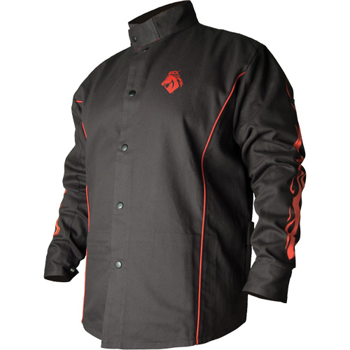 BSX&reg; Contoured FR Welding Jacket, Cotton, X-Large, Black O-Max