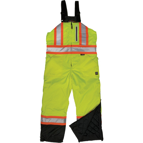 Ripstop Insulated Safety Bib Overall, Polyester, X-Small, High Visibility Lime-Yellow O-Max