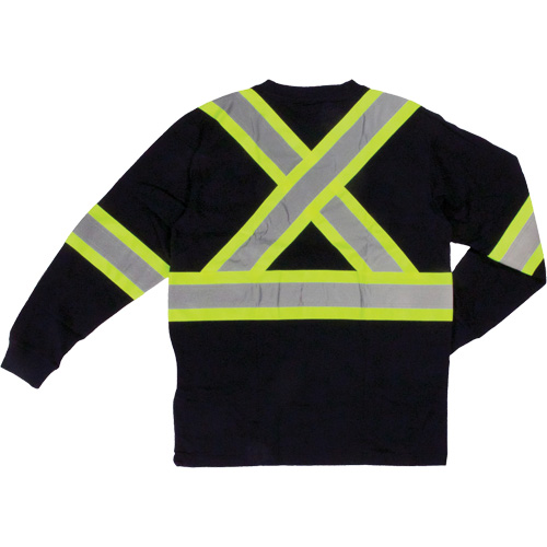 Long Sleeve Safety T-Shirt, Cotton, X-Small, Black O-Max