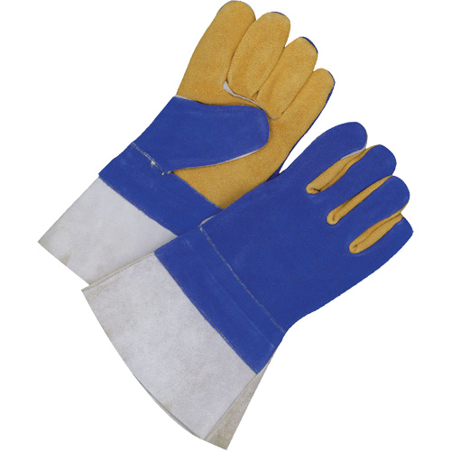 Gants pour soudeur doubl&eacute;s avec poignet de 5", Cuir de vache refendu, Taille 2T-Grand O-Max