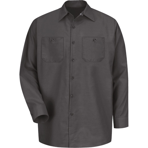 Long Sleeve Industrical Work Shirt, Men's, Medium, Charcoal O-Max