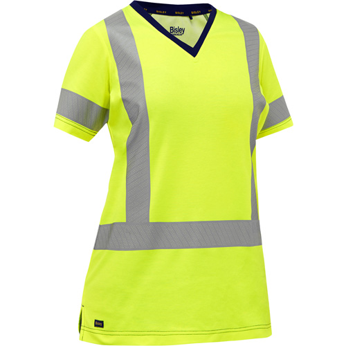 Chemise &agrave; manches courtes et X au dos Bisley pour femmes, Poly-coton, Petit, Jaune lime haute visibilit&eacute; O-Max