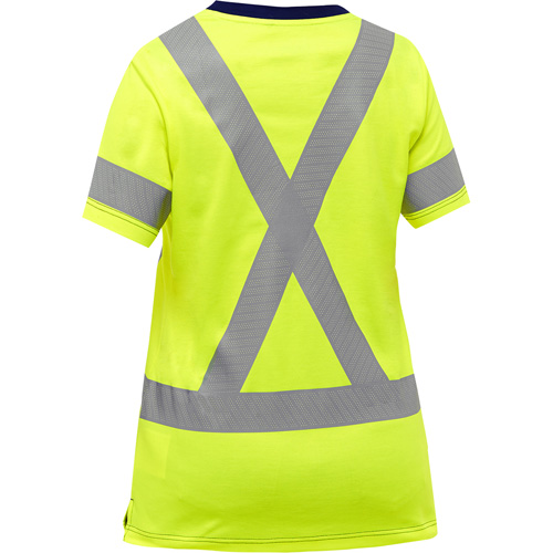 Chemise &agrave; manches courtes et X au dos Bisley pour femmes, Poly-coton, Petit, Jaune lime haute visibilit&eacute; O-Max
