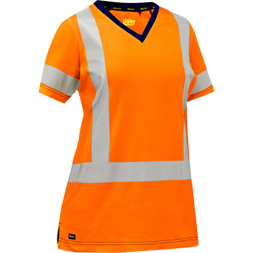 Bisley&reg; Women's X-Back Short Sleeve Shirt, Poly-Cotton, Small, High Visibility Orange O-Max
