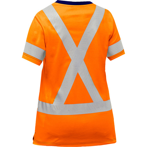 Bisley&reg; Women's X-Back Short Sleeve Shirt, Poly-Cotton, Small, High Visibility Orange O-Max