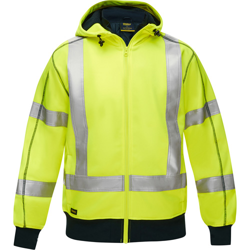 Bisley&reg; X-Back Full Zip Hooded Sweatshirt with Sherpa Lining, Small, High Visibility Lime-Yellow O-Max