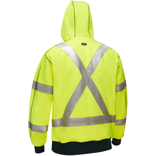 Bisley&reg; X-Back Full Zip Hooded Sweatshirt with Sherpa Lining, Small, High Visibility Lime-Yellow O-Max