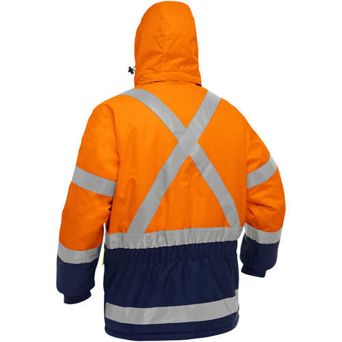 Bisley&reg; X-Back Extreme Cold Jacket with Navy Bottom, Polyester, High Visibility Orange, 4X-Large O-Max