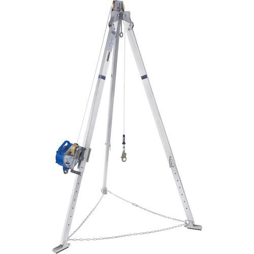 Tr&eacute;pied en aluminium pour espace clos avec cordage de s&eacute;curit&eacute; autor&eacute;tractable tri directionnel 8301098 O-Max