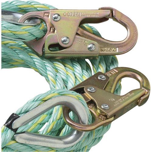VL-1122-100 Vertical Lifeline Rope with Anchor End Snap Hook, Copolymer O-Max