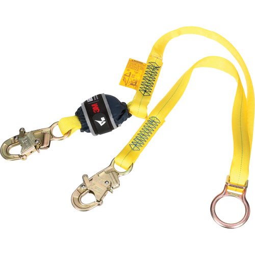 Tie-Back Web Shock-Absorbing Lanyard, 6', Snap Hook Center, Snap Hook Leg Ends, Polyester O-Max