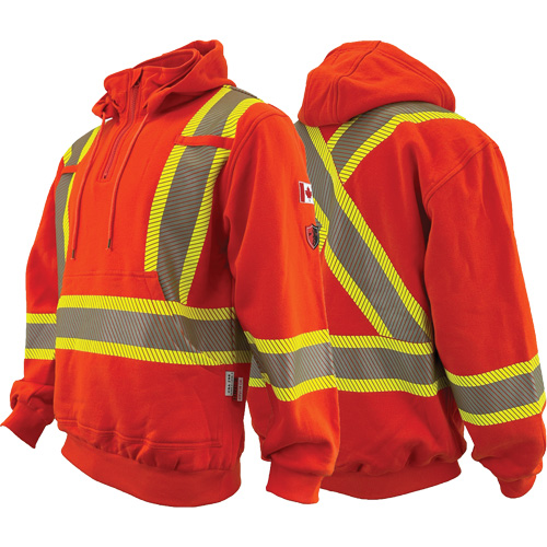 Atlas Guardian&reg; FR/AR Quarter-Zip Hoodies, Men's, Small, High Visibility Orange, 18 cal/cm² O-Max