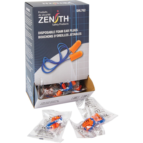 Foam Earplugs, Pair - Polybag, Corded O-Max