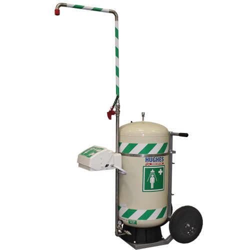 Douche d'urgence mobile et ind&eacute;pendant avec douche oculaire et faciale, Capacit&eacute; 30 gal., Conformit&eacute; Aucune O-Max