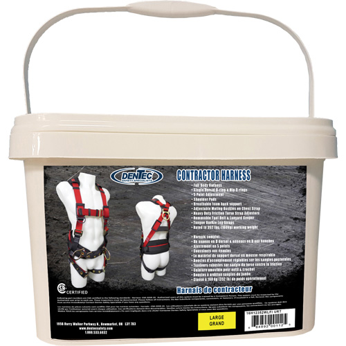 Contractor Safety Harness in Pail, CSA Certified, Class AP, Large, 352 lbs. Cap. O-Max