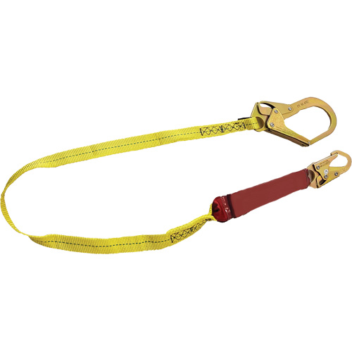 External Energy Absorber Lanyard with 2-1/4" Hook, 6', Snap Hook Center, Snap Hook Leg Ends, Polyester O-Max