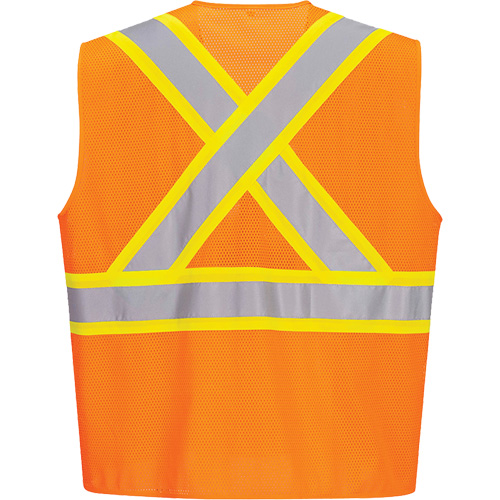 Veste de s&eacute;curit&eacute; &agrave; bandes contrastantes, Orange haute visibilit&eacute;, Petit, Polyester O-Max