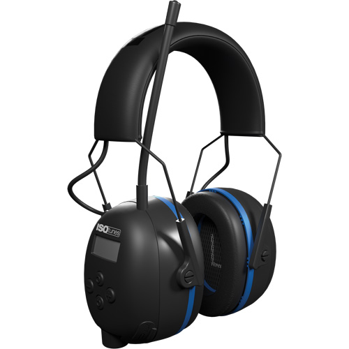 &eacute;couteurs Bluetooth AM/FM Air Defender noir & bleu, Style Bandeau, 25 dB O-Max