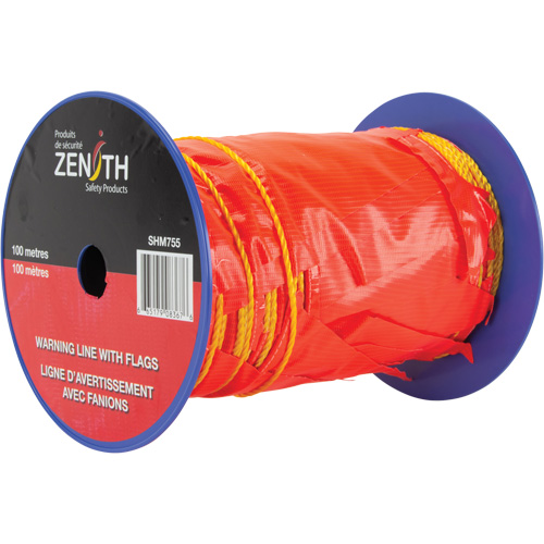 Ligne d'avertissement avec fanions, 328' lo, Orange/Jaune O-Max