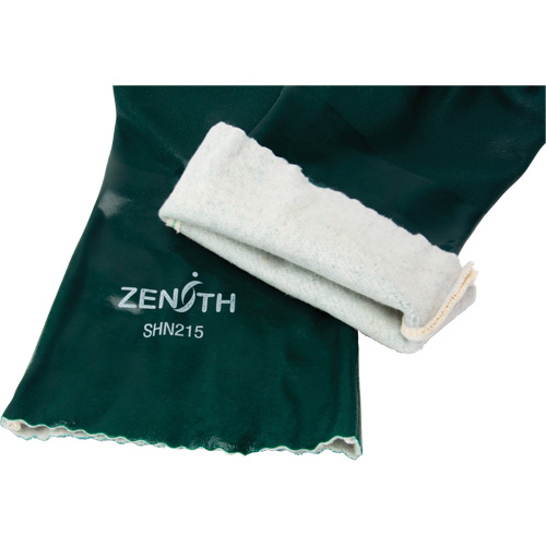Gants verts &agrave; double enduit, 14" lo, PVC, Doublure en Jersey de coton, 70 mils O-Max