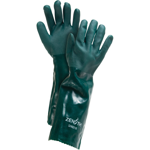 Gants verts &agrave; double enduit, 18" lo, PVC, Doublure en Jersey de coton, 70 mils O-Max