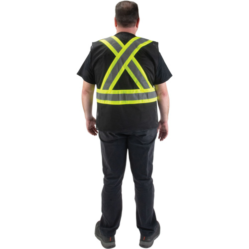 CSA Compliant Surveyor Vest, Black, Medium, Polyester O-Max