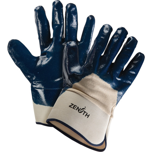 Gants &agrave; poignet de s&eacute;curit&eacute; de poids lourd, 11/2T-Grand, R&ecirc;vetement Nitrile, Enveloppe en Coton O-Max