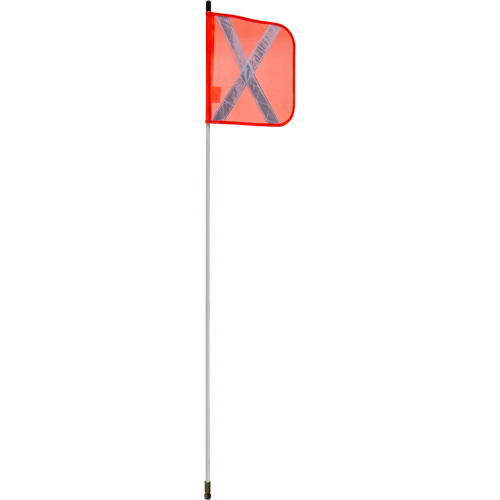 Heavy-Duty Safety Whip, Threaded Mount, 5' High, Orange with Reflective X O-Max
