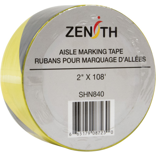 Ruban pour marquage d'all&eacute;es, 2" x 108', PVC, Noir et jaune O-Max