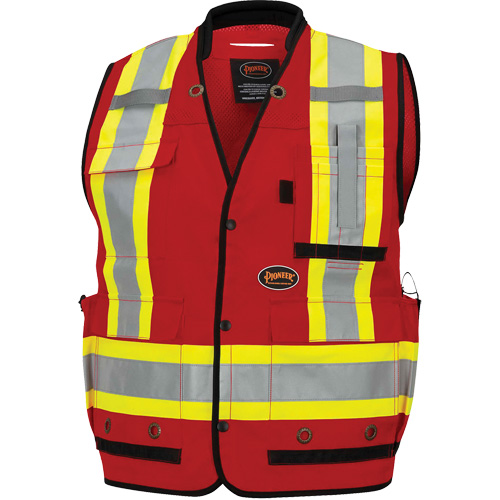 6678 Veste d'arpenteur antimicrobienne haute visibilit&eacute; avec dos en maille, Rouge, Petit, Polyester O-Max