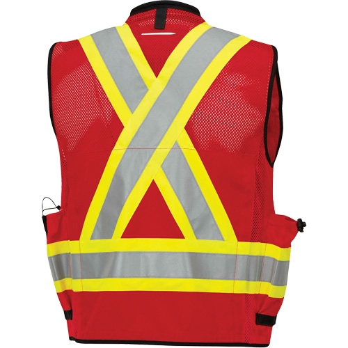6678 Veste d'arpenteur antimicrobienne haute visibilit&eacute; avec dos en maille, Rouge, Petit, Polyester O-Max