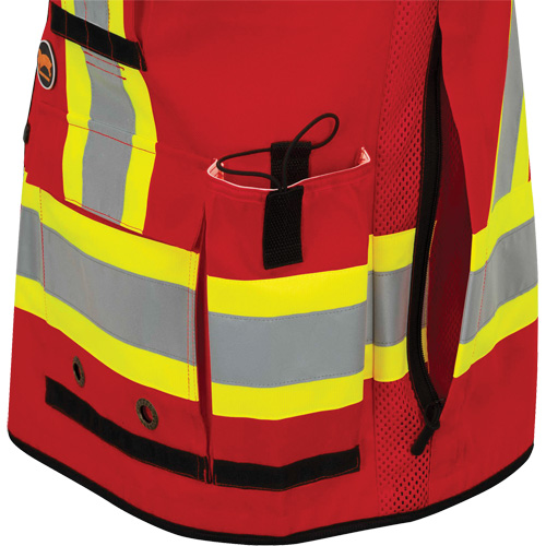 6678 Veste d'arpenteur antimicrobienne haute visibilit&eacute; avec dos en maille, Rouge, Petit, Polyester O-Max