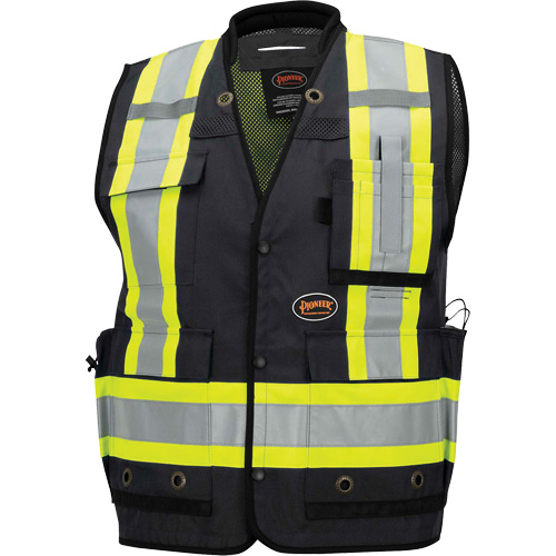 6679 Veste d'arpenteur antimicrobienne haute visibilit&eacute; avec dos en maille, Noir, Petit, Polyester O-Max