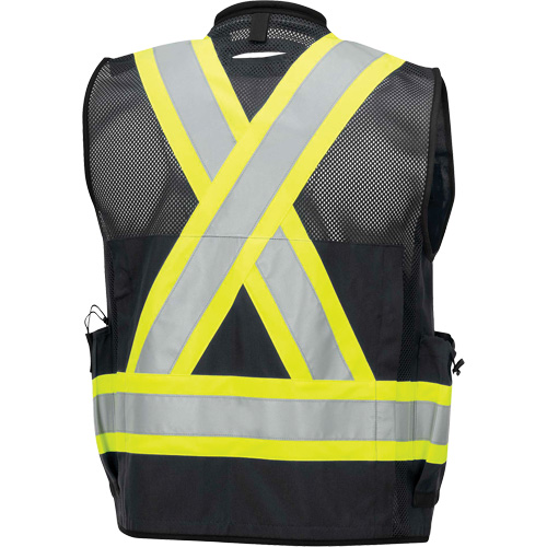 6679 Veste d'arpenteur antimicrobienne haute visibilit&eacute; avec dos en maille, Noir, Petit, Polyester O-Max