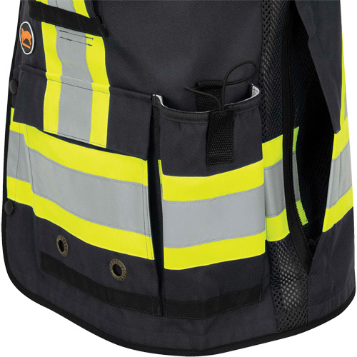 6679 Veste d'arpenteur antimicrobienne haute visibilit&eacute; avec dos en maille, Noir, Petit, Polyester O-Max