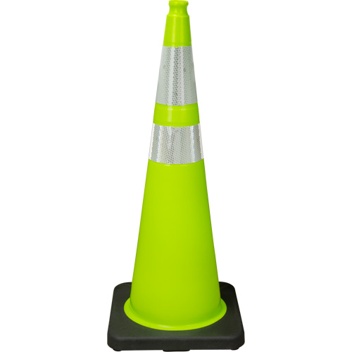Premium Traffic Cone, 36", Lime Green, 4" & 6" Reflective Collar(s) O-Max