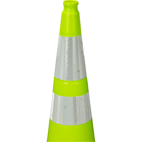 Premium Traffic Cone, 36", Lime Green, 4" & 6" Reflective Collar(s) O-Max