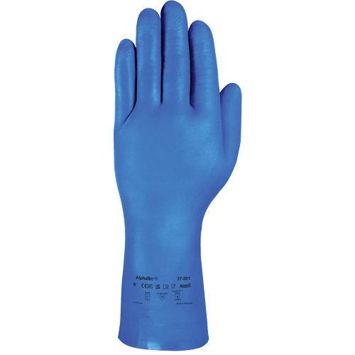 AlphaTec&reg; 37-501 Blue Medium-Duty Chemical-Resistant Gloves, Size 7, 13" L, Nitrile, 16.5-mil O-Max