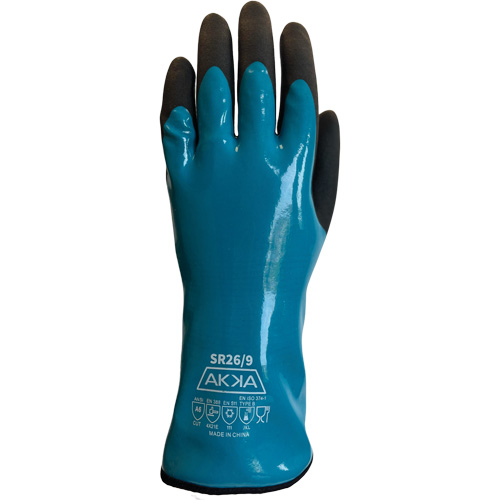 Gants alimentaires de protection contre les produits chimiques, le froid et la coupe, Taille 7, 12" lo, PVC, Doublure en Nylon O-Max
