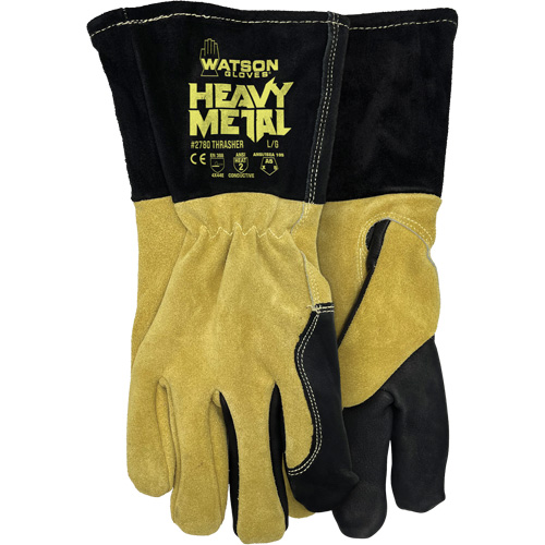 Gants de soudage MIG/&eacute;lectrode 2780 Thrasher, Cuir de vache refendu, Taille Petit O-Max