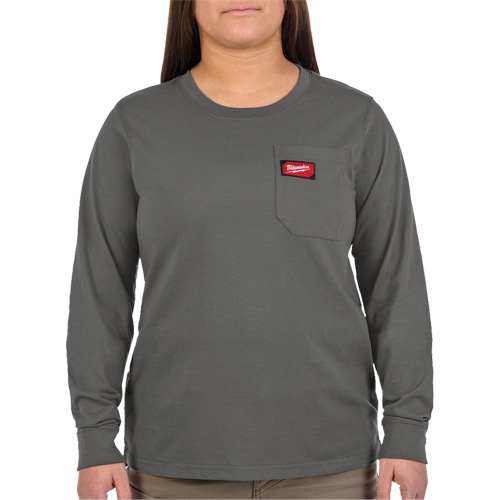 GRIDIRON Long Sleeve Pocket T-Shirt, Women's, X-Small, Grey O-Max