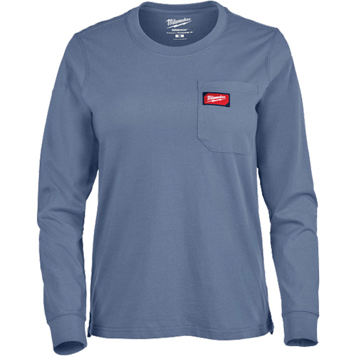 GRIDIRON Long Sleeve Pocket T-Shirt, Women's, X-Small, Blue O-Max