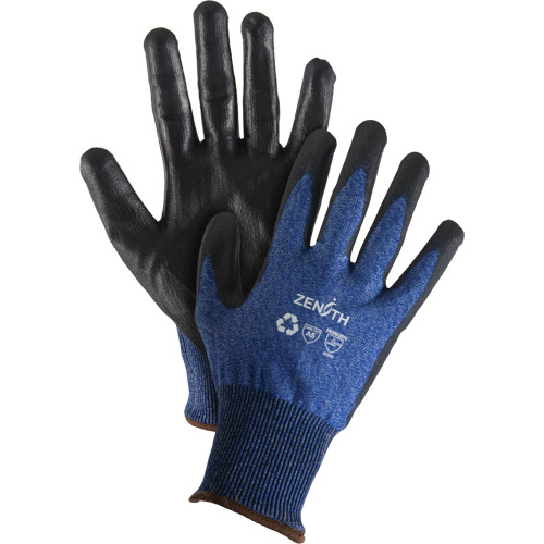 Gants &eacute;lastiques &eacute;cologiques r&eacute;sistants &agrave; la coupe, Taille 9, Calibre 18, Rev&ecirc;tement Polyur&eacute;thane, Enveloppe en Acier inoxydable/PEHP/rPET, ASTM ANSI niveau A5 O-Max