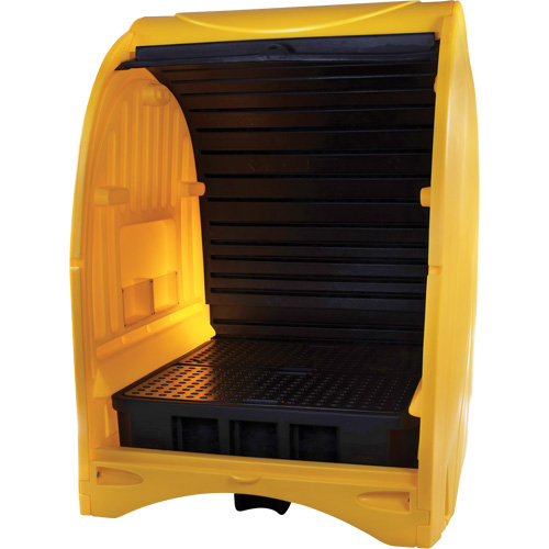 4-Drum Hard Cover Spill Pallet, 68.11" L x 61.61" W x 83.07" H, 1433 lbs. Load Capacity O-Max