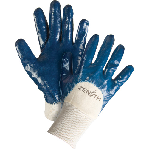 Medium-Weight Interlock Lined Gloves, 9/Large, Nitrile Coating, Cotton Shell O-Max
