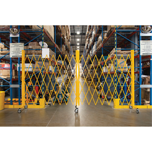 Barri&egrave;re extensible, 84" h x 20' lo, Jaune O-Max