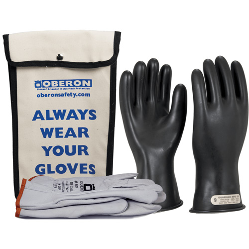 Ensemble de gants en caoutchouc pour l'&eacute;lectricit&eacute; de classe 00, 8, 11" lo, 20 cal/cm², NFPA 70E O-Max