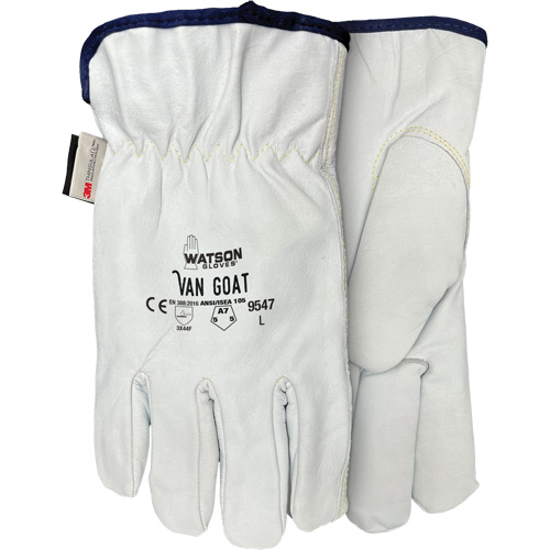 Gants de protection contre la coupe Van Goat 9547, T-petit, Paume en Cuir fleur de ch&egrave;vre, Para-aramide/Polyester/Acier/Thinsulate O-Max