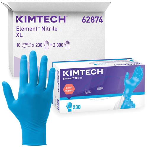 Gants d'examen Kimtech Element, T-petit, Nitrile, 3,2 mils, Sans poudre, Bleu, Classe 2 O-Max